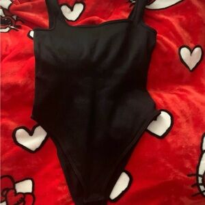Black Ribbed Bodysuit